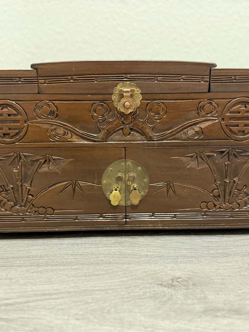 Decorative Blue Fabric-Lined Jewelry Box with Mirror - Brand Unspecified